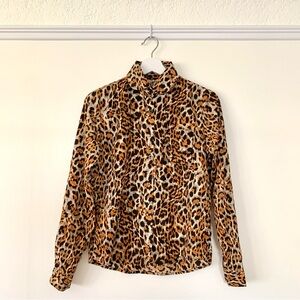 jaguar print long sleeve blouse button front by Livagirl